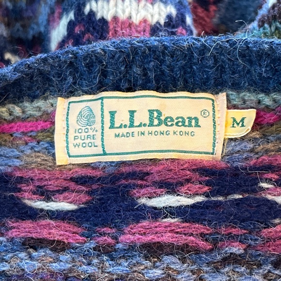 Vtg LL Bean Cardigan Womens Medium Wool Animal 80s Prairie Sheep/geese/Horse - Picture 8 of 9